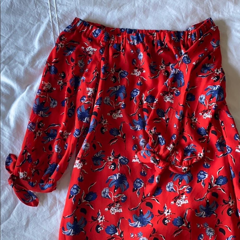 Red off the shoulder dress